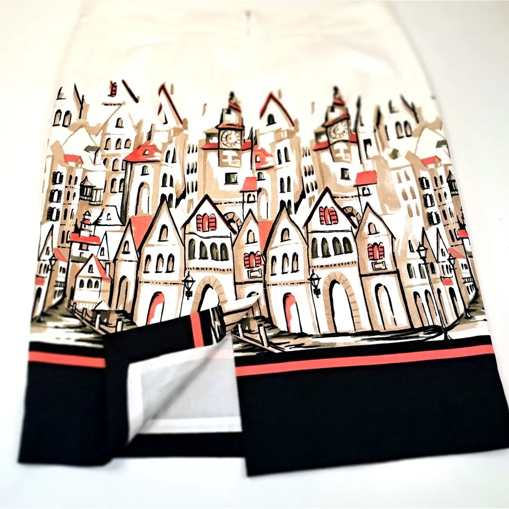 Lot of 2 Van Heusen‎ Studio Pencil Skirts Woman's 8 Geometric / City Zip Cotton